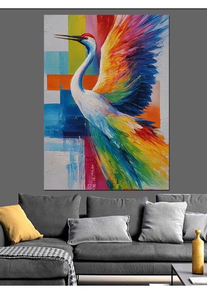 Canlı Renkli Kuş Soyut Dekoratif Kanvas - Mdf Ahşap Tablo modelleri