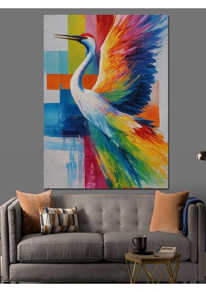Canlı Renkli Kuş Soyut Dekoratif Kanvas - Mdf Ahşap Tablo fırsatları