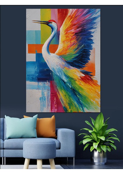 Canlı Renkli Kuş Soyut Dekoratif Kanvas - Mdf Ahşap Tablo indirimleri
