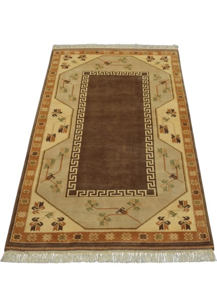 El Dokuma 2m2 Milas Yün Halı 0581 - Yeni - Kahverengi indirimleri