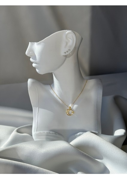 Ay Yıldız Zirkon Kolye Gold Renk 45 cm