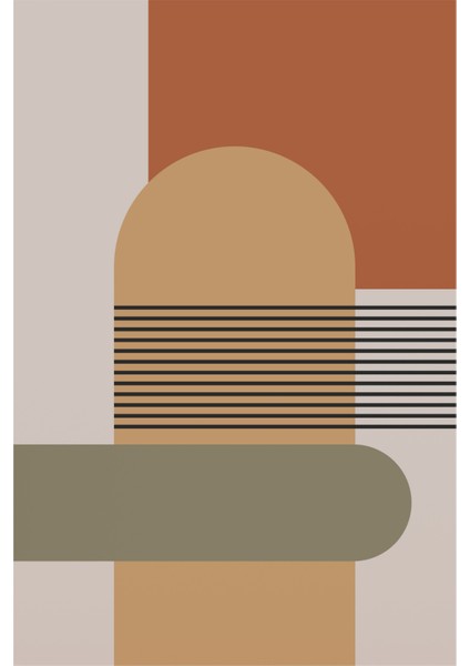 Soyut Blok Formlar ve Çizgisel Kompozisyon Kanvas Tablo