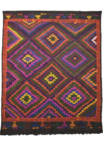 El Dokuması 7.5m2 Yörük Yün Cecim Kilim 0583 - Yeni - Çok Renkli