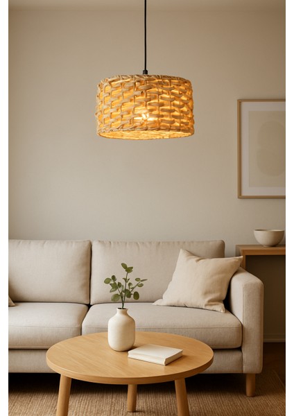 Modern Rattan ve Bambu Sarkıt Avize, Bohem ve Iskandinav Tarzı