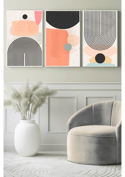 Pastel Yay Formları 3’lü Kanvas Tablo