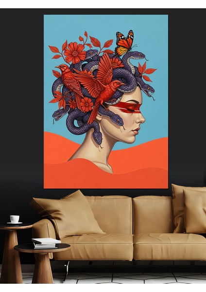 Medusa Çizimi Dekoratif Kanvas - Mdf Ahşap Tablo modelleri