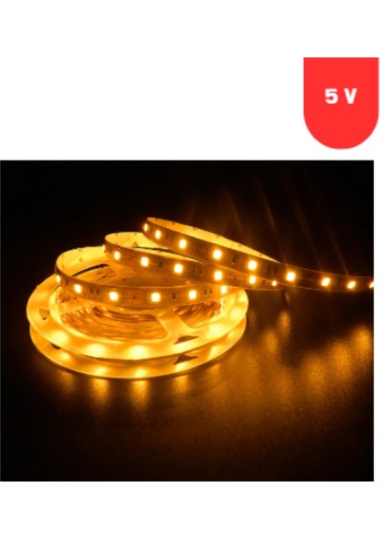 5 Volt 2835 Smd Sarı Amber Iç Mekan 60 Ledli 5 Metre Şerit LED