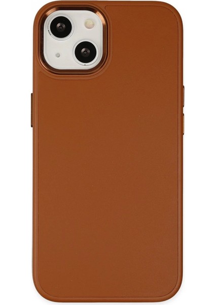 Kahverengi Asya Deri Silikon Kılıf iPhone 14 Plus Için Şık ve Koruyucu