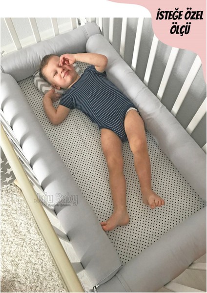 Gri Montessori Yatak Bariyer 90X190, Güvenli ve Şık Beşik Kenar Koruma