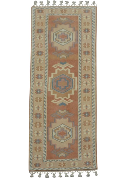 El Dokuma Eskitme Milas Yolluk Yün Halı 0543 - Vintage - Çok Renkli