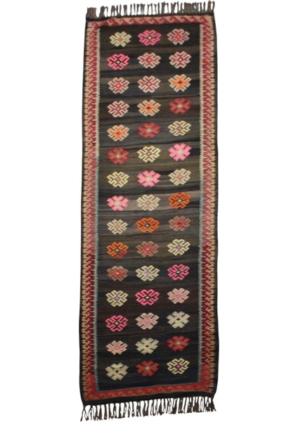 El Dokuma Çiçekli Kirman Karabağ Yolluk Yün Kilim 0605 - Yeni - Çok Renkli