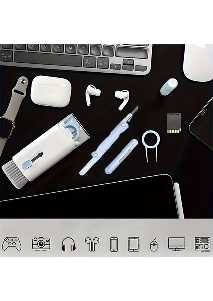 Mavi Renk 7 In 1 Çok Fonksiyonlu Bilgisayar Laptop Klavye Telefon Kulaklık Airpod Temizleyici Kit