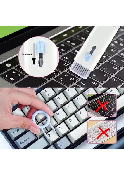 Mavi Renk 7 In 1 Çok Fonksiyonlu Bilgisayar Laptop Klavye Telefon Kulaklık Airpod Temizleyici Kit