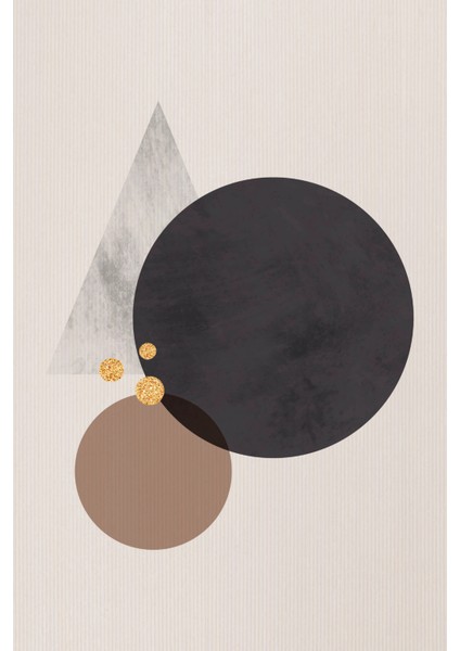 Siyah ve Kahverengi Geometrik Altın Detaylı Kanvas Tablo