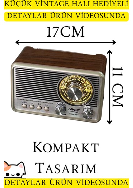 Dekoratif Halı Hediyeli Nostaljik Bluetooth Radyo – El Fenerli USB Sd Kartlı Şarjlı Masaüstü Retro Hediyelik Hoparlör modelleri