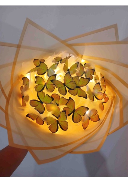 Sarı LED Kelebek Buket