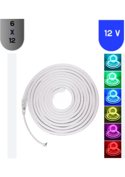 12 Volt 6X12 mm Esnek Neon LED Rgb 5 Metre