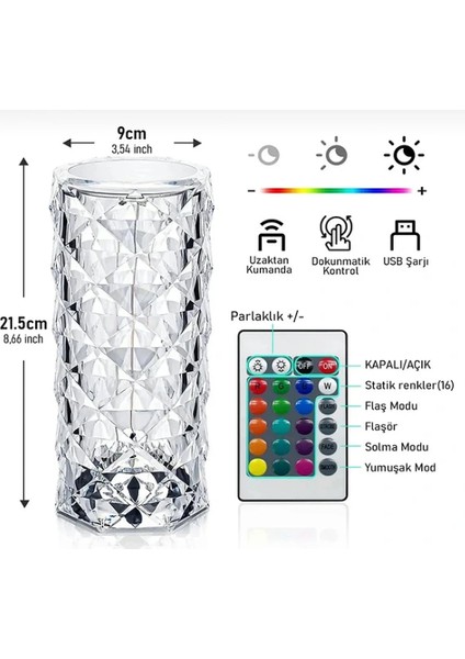 Kristal LED Kumandalı ve Dokunmatik Masa Lambası fiyatları