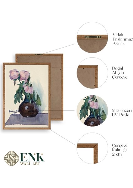 Vazodaki Çiçekler Üçlü Ahşap Çerçeveli Tablo fırsatları