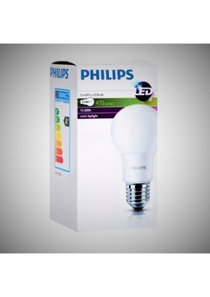 5,5W E27 LED Ampul 470 Lumen Beyaz Işık, Enerji Tasarruflu ve Uzun Ömürlü