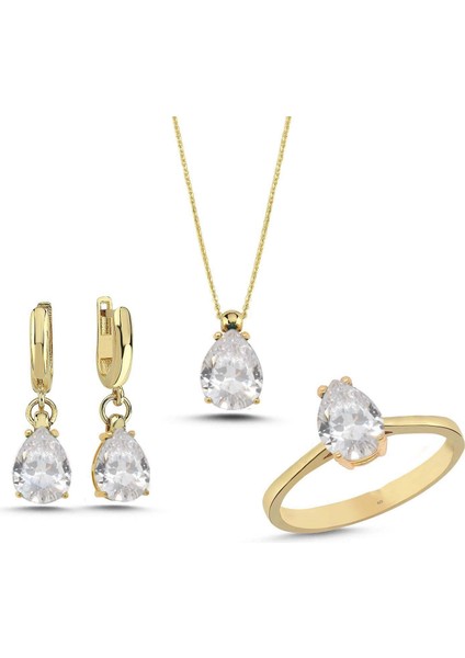 Kuvars Damla Taşlı Gümüş Takım TKM07