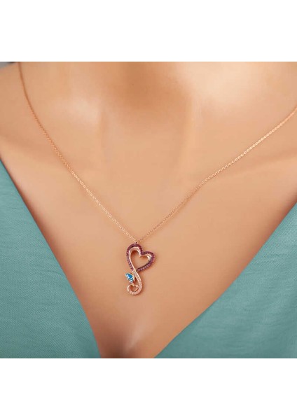 Gümüş Rose Kalpli Kelebek Kadın Kolye fiyatları