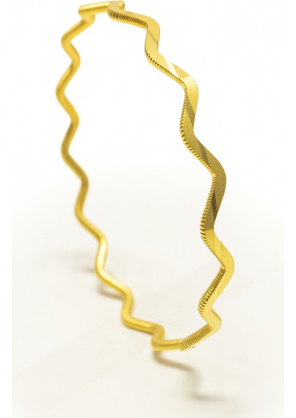 Ajda 925 Ayar Gümüş Bilezik 22 Ayar Altın Kaplama Zigzag