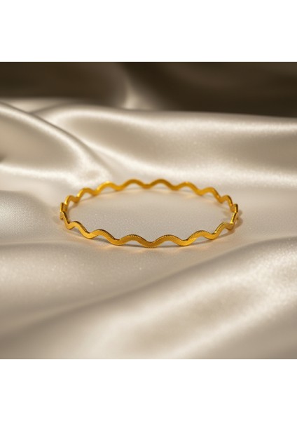 Ajda 925 Ayar Gümüş Bilezik 22 Ayar Altın Kaplama Zigzag modelleri