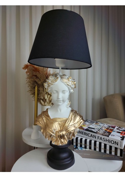 Gold Yaldızlı Beyaz Ophelia Heykel, Siyah Şapkalı Dekoratif Biblo fiyatları