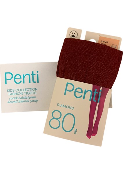 Çocuk Çorabı Pretty Diamond 80 Denye 6-8 Yaş 3 Numara Şarap Rengi Wine fiyatları