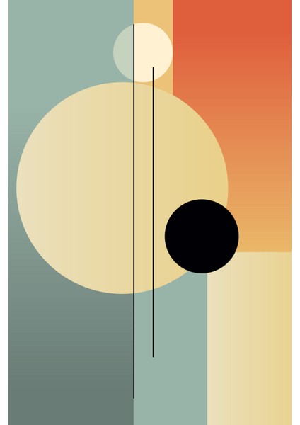 Pastel Yeşil ve Turuncu Tonlarda Modern Geometrik Kanvas Tablo