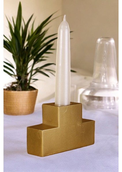 Dekoratif Altın Renk Şamdan ve Mumluk Seti, Tealight Tasarımı