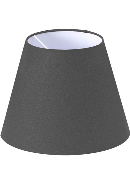 Antrasit Kumaş Lambader Başlığı, Çap 35 Cm, Konik Tasarım