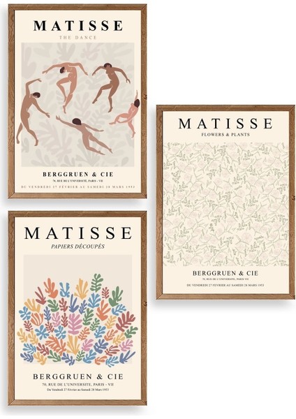 Matisse Üçlü Ahşap Çerçeveli Tablo
