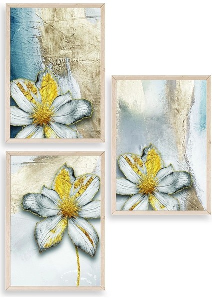 Çiçekler Ahşap Çerçeveli Tablo