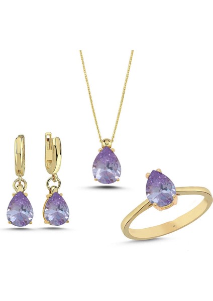 Lila Ametist Taşlı Gümüş Takım TKM08