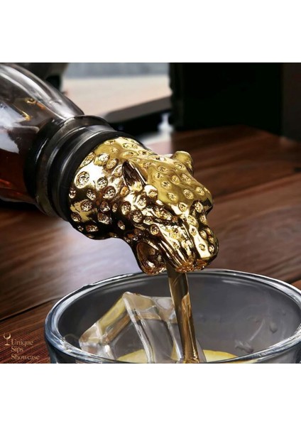 Şık Gold Renkli Leopar Desenli Akıtıcı, Zarif ve Modern Tarz