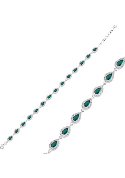 Yeşil Taşlı Gümüş Bileklik BLK30