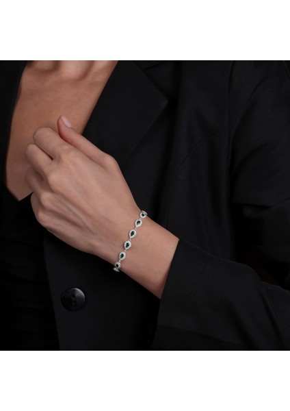 Yeşil Taşlı Gümüş Bileklik BLK30 fırsatları