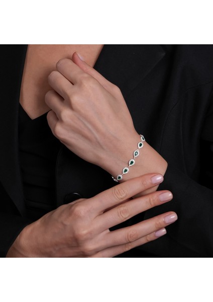 Yeşil Taşlı Gümüş Bileklik BLK30 indirimleri