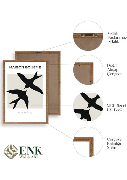 Kuşlar Ahşap Çerçeveli Tablo fırsatları