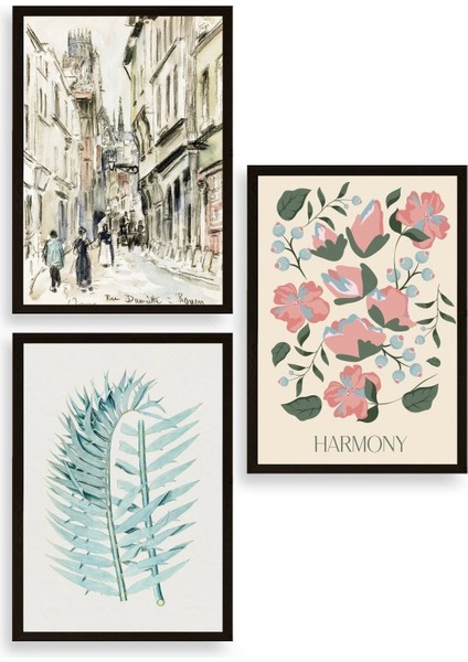 Harmony Üçlü Ahşap Çerçeveli Tablo