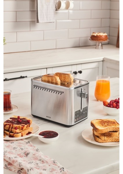 Renkli Dijital Ekranlı Inox Ekmek Kızartma Makinesi 2 Dilim Kapasiteli
