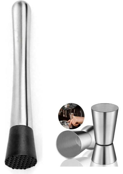 Kokteyl Seti, Tokmak ve Ölçek ile Profesyonel Bardak Hazırlama