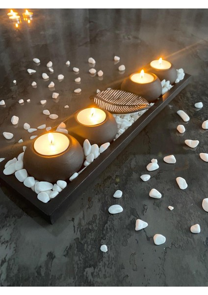 Şık Tealight Mumluk, Dekoratif ve Hediyelik, Taşlar ve Mumlar Dahil