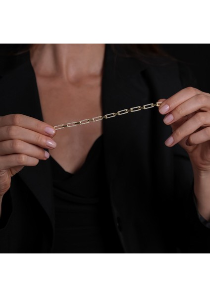 Taşlı Zincir Altın Kaplama Bileklik Blk9 fiyatları