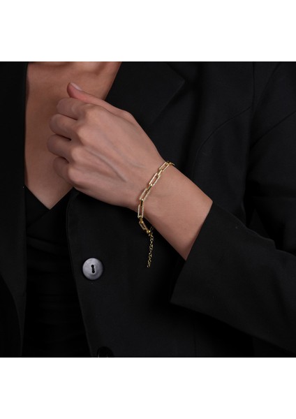 Taşlı Zincir Altın Kaplama Bileklik Blk9 fırsatları