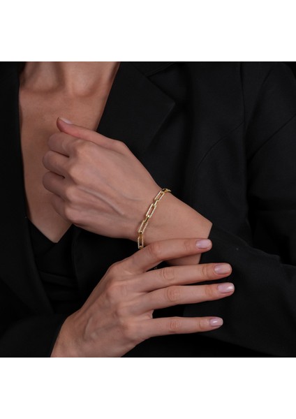 Taşlı Zincir Altın Kaplama Bileklik Blk9 indirimleri