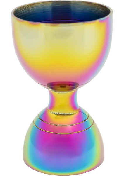 Paslanmaz Çelik Jigger 30/60ML, Renkli Rainbow Kupa Tarzı Ölçü Kabı