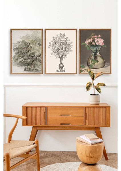 Matisse Üçlü Ahşap Çerçeveli Tablo modelleri